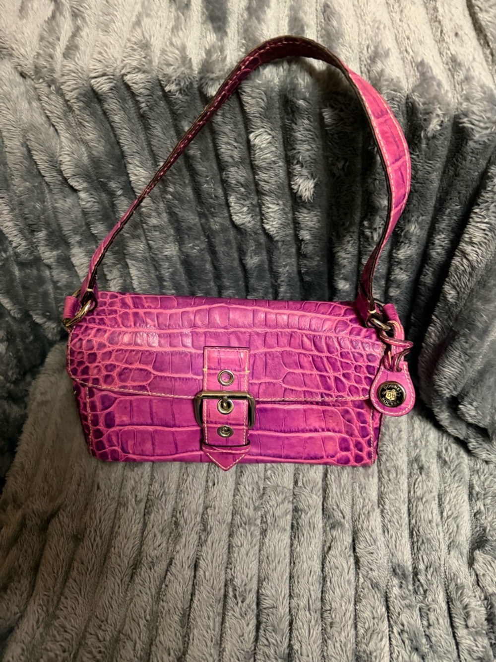 Vintage Dooney & Bourke Hot Pink Embossed Leather Bag